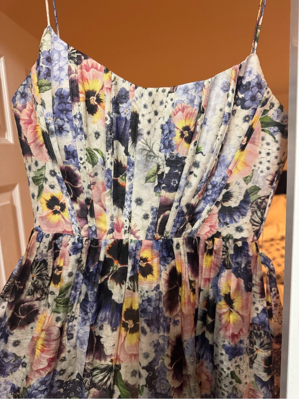 Zimmermann Floral Maxi Dress Size 2 Adjustable Altered Back Tie Romantic - Picture 3 of 9